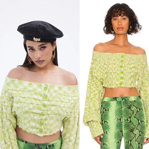 Cults Gaia Maressa Kiwi green off shoulder Bratz sweater M
